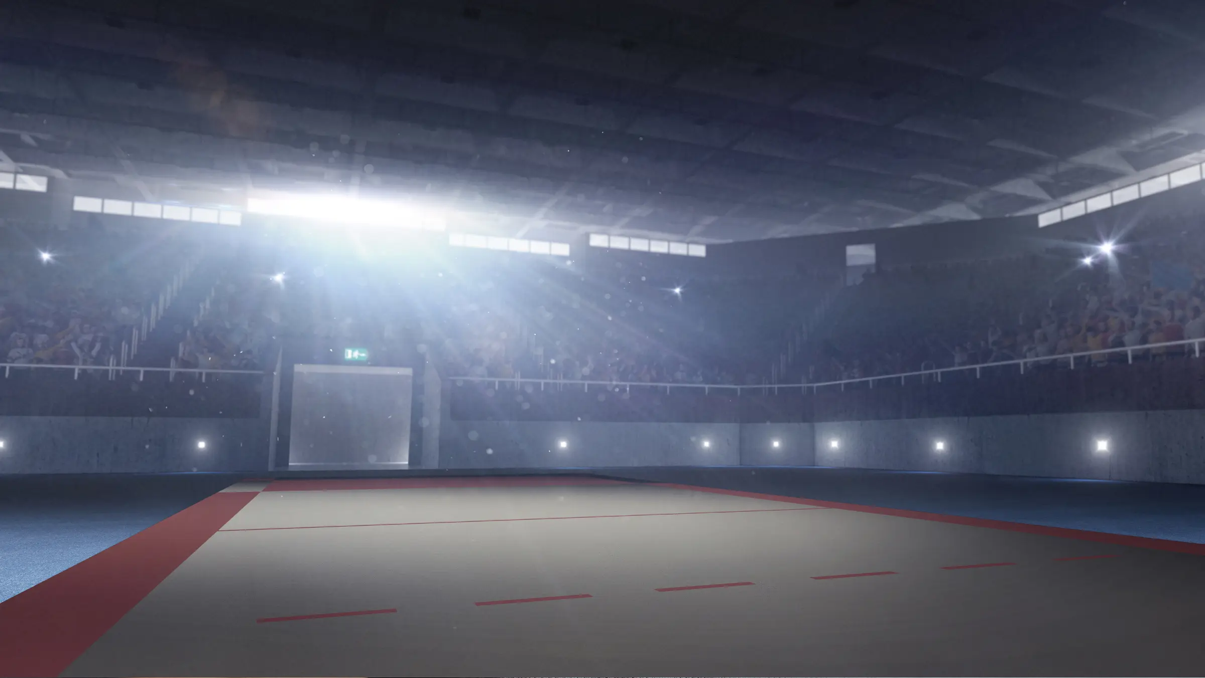 Brottningsarena med publik och strålkastarljus